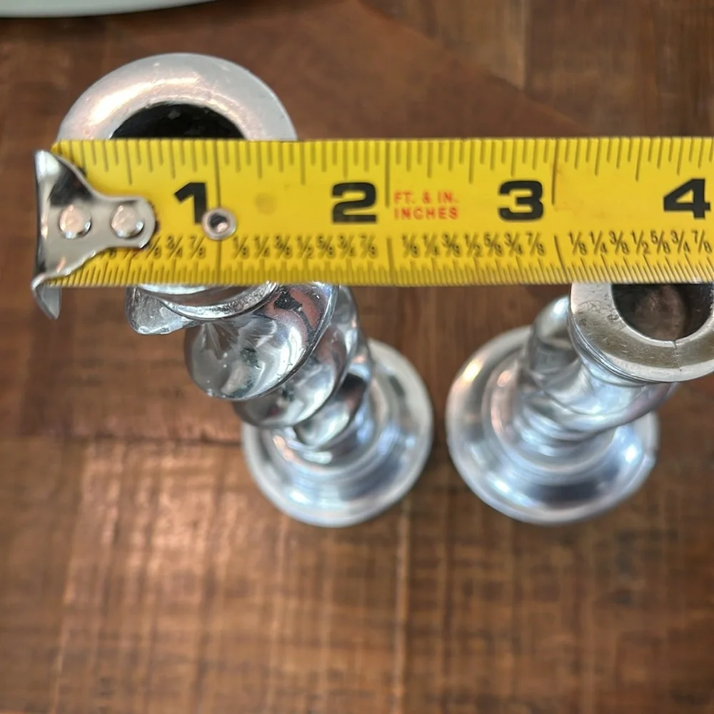 Set of 2 Vintage metal Silvertone Spiral Candlesticks